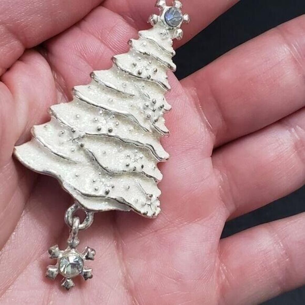 Christopher Radko white holiday tree brooch